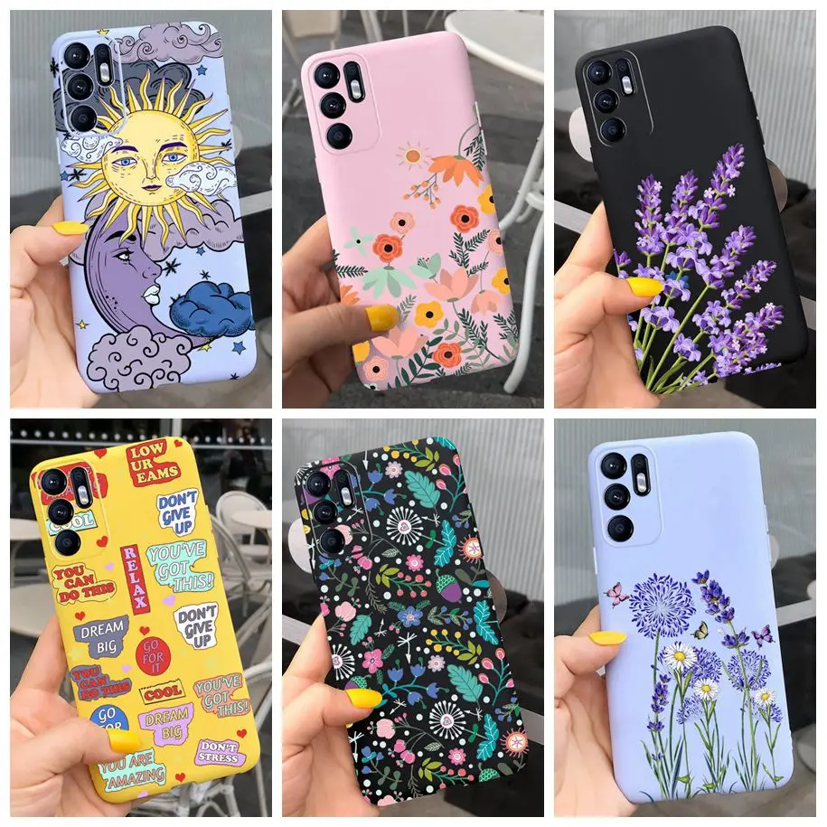 Чехол для OPPO Reno6 Z Модный мягкий защитный чехол с цветочным рисунком Reno 6 4G 5G CPH2251