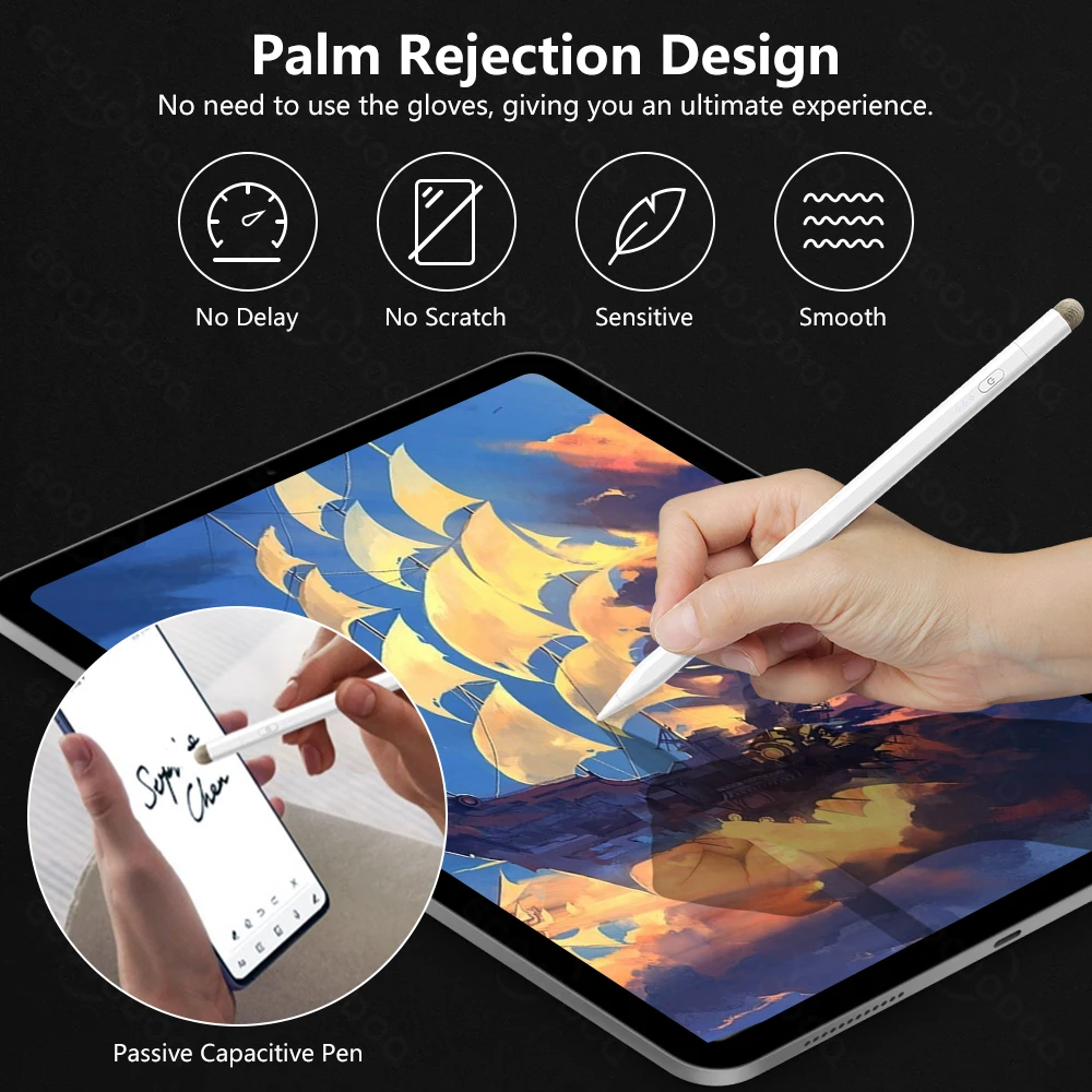 Карандаш для iPad 2018-2022 Apple Pencil 2 1 с отклонением от наклона ладони в стилус телефона