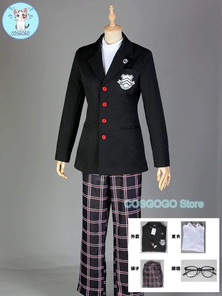 COSGOGO [На складе] Persona 5 Касуми Йошизава Косплей Костюм Школьный значок JK Униформа