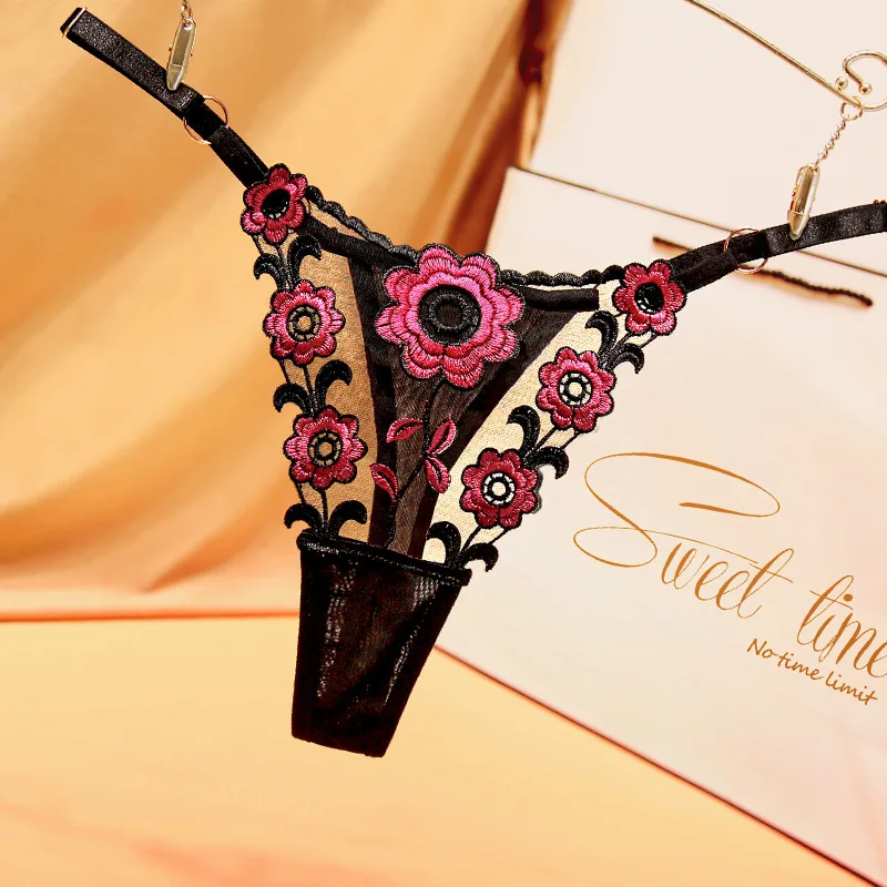 

WarmSteps Sexy Women's Panties Lace Underwear Embroidery Transparent Thongs Lingerie Erotic G-String Temptation Hot T-Back Panty