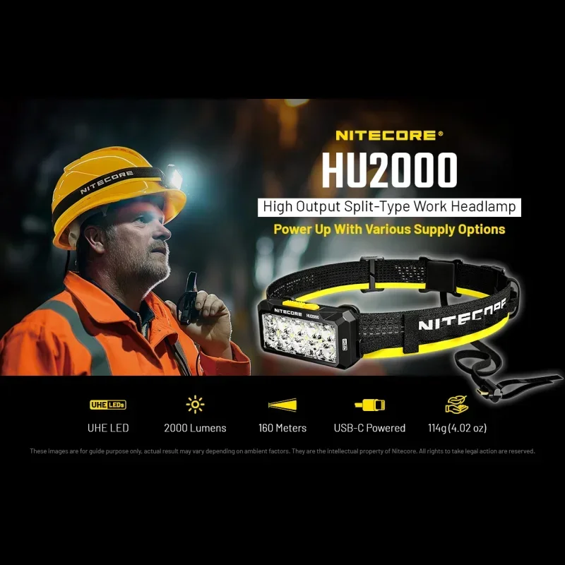 NITECORE HU2000 Высокопроизводительный рабочий налобный фонарь разделенного типа 2000