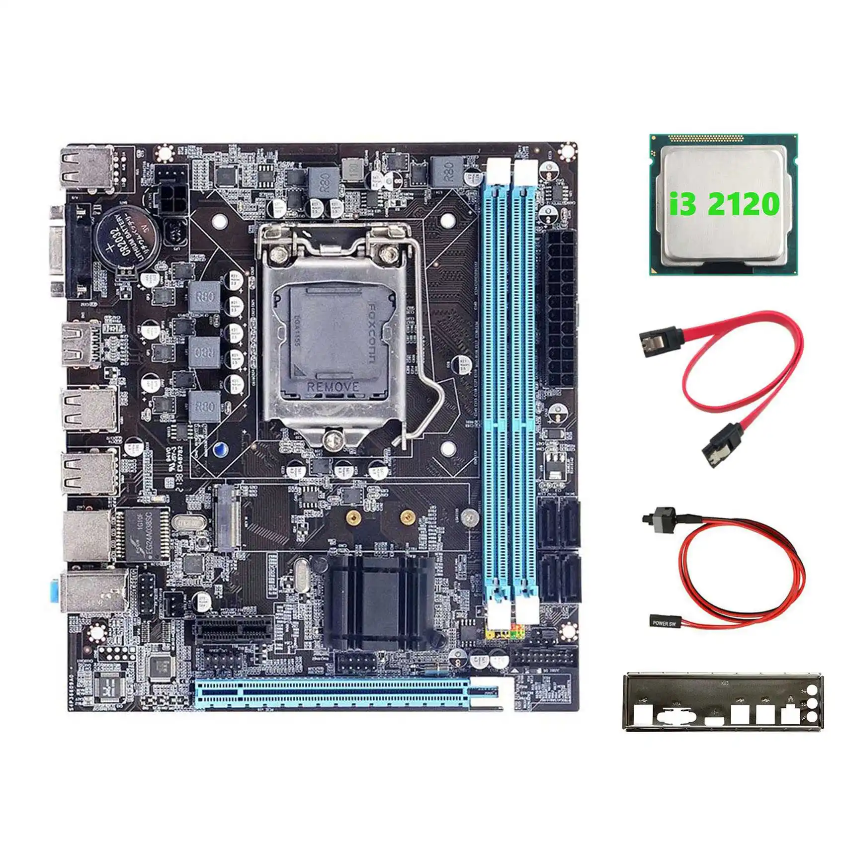 

Материнская плата H61 + Процессор I3 2120 + кабель SATA + кабель переключателя + перегородка LGA1155 M.2 NVME DDR3 для офиса для материнской платы PUBG CF LOL