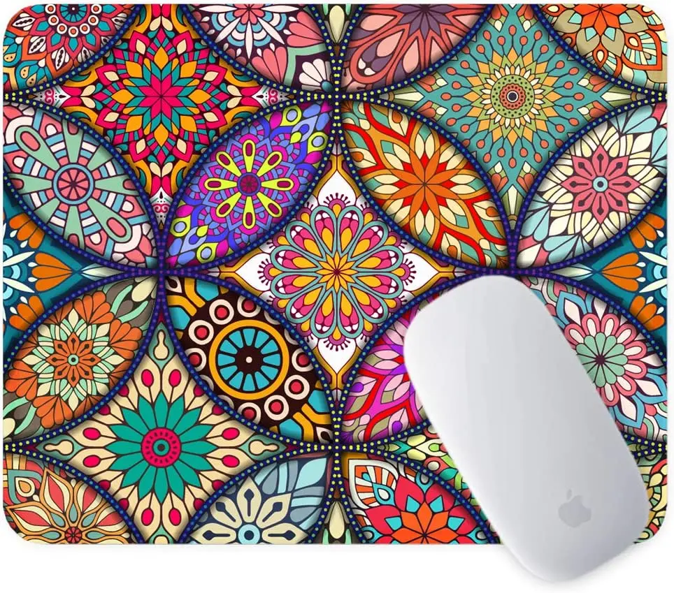 

Floral Mandala Mouse Pad Small Custom Mousepad for Desk Gaming Office Laptop Non-Slip Rubber Base Waterproof Mouse Mat