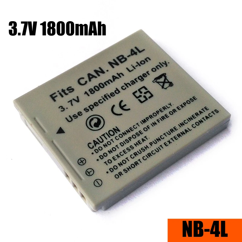 Фото Аккумулятор для камеры NB-4L 3,7 В, 1800 мАч, для IXUS 70 75 80 100 110 120 130 IS 115 220 HS №2