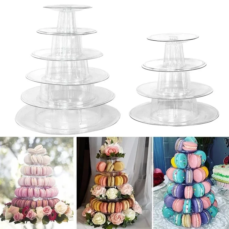 6/4 Tiers Round Macaron Tower Stand Cake Display Rack Cupcake Stand Desserts Display for Baby Shower Wedding Birthday Decoration