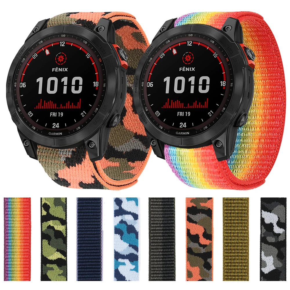 

Тканый нейлоновый ремешок для наручных часов, браслет для Garmin Fenix 7 7X 6 6X Pro 5 5X Plus 3hr/Epix Gen 2, 26 мм 22 мм