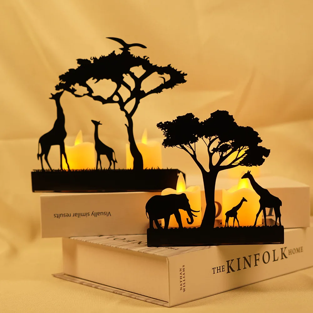 Home Decoration European Wrought Iron Candle Holder Elephant Elk Metal Ornament Valentine's Day