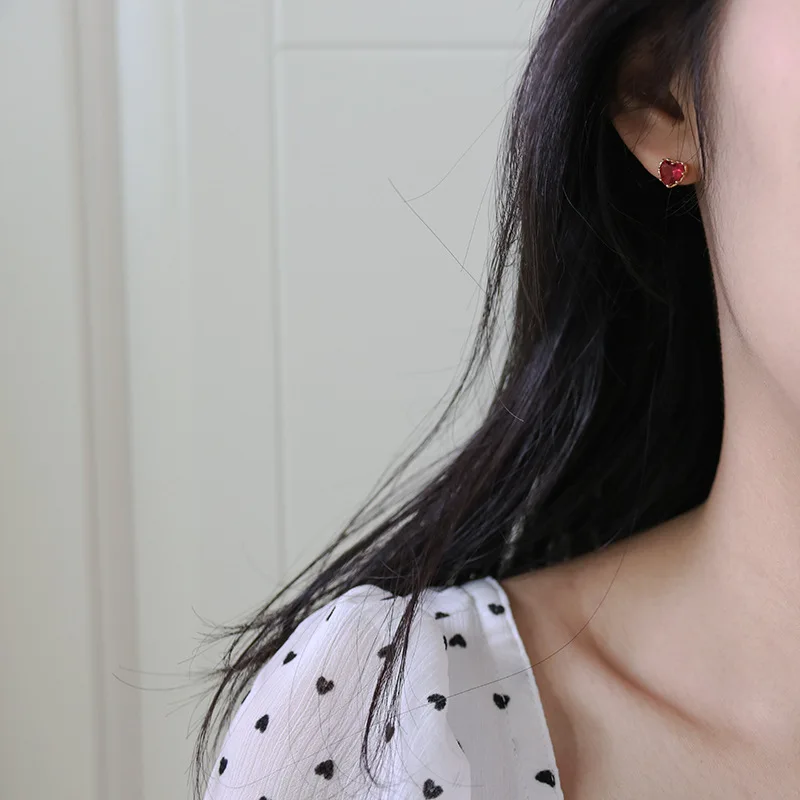 

Серьги-Подвески 925 для женщин, серьги с сердцем красного цвета, роскошные украшения для женщин