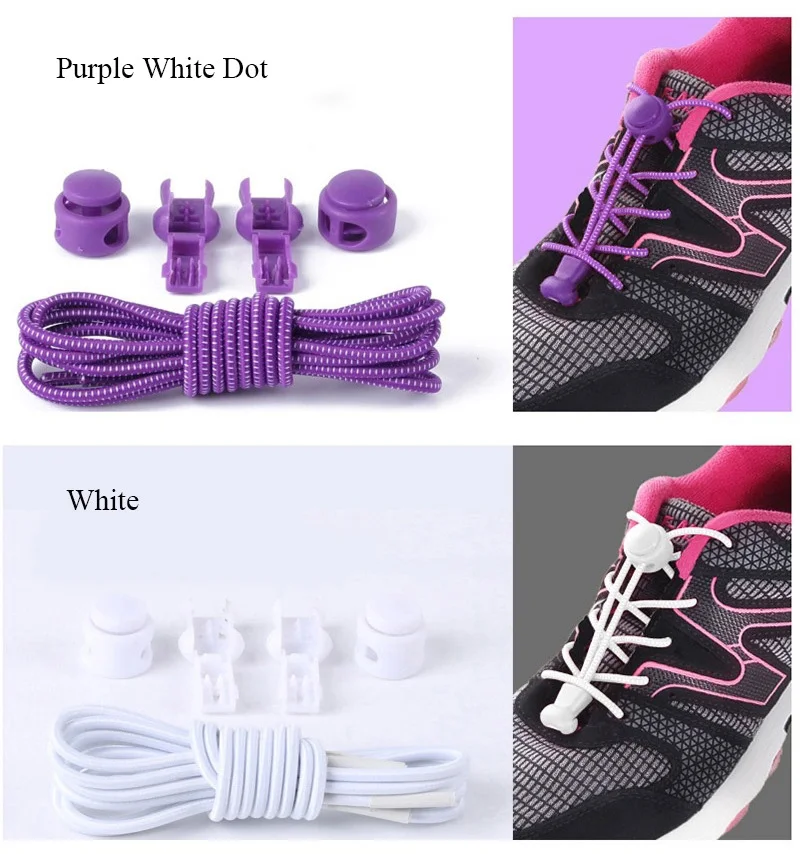 1Pair 29 Colors Sneaker ShoeLaces Elastic No Tie Shoe Laces Stretching Lock Lazy Laces Quick Rubber Shoelace Shoestrings