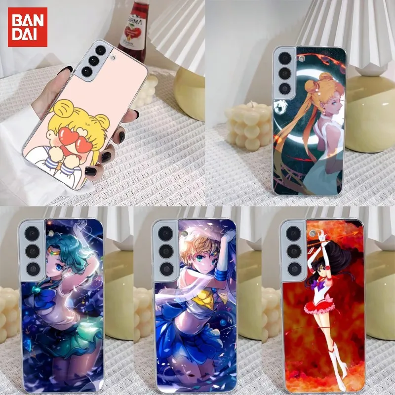 

BANDAI Sailor Moon Phone Case Transparent For Samsung S30 S20 S22 S10E S10 20Fe Note 20 10 Pro Plus Ultra A12 A42 A71 A91 M32