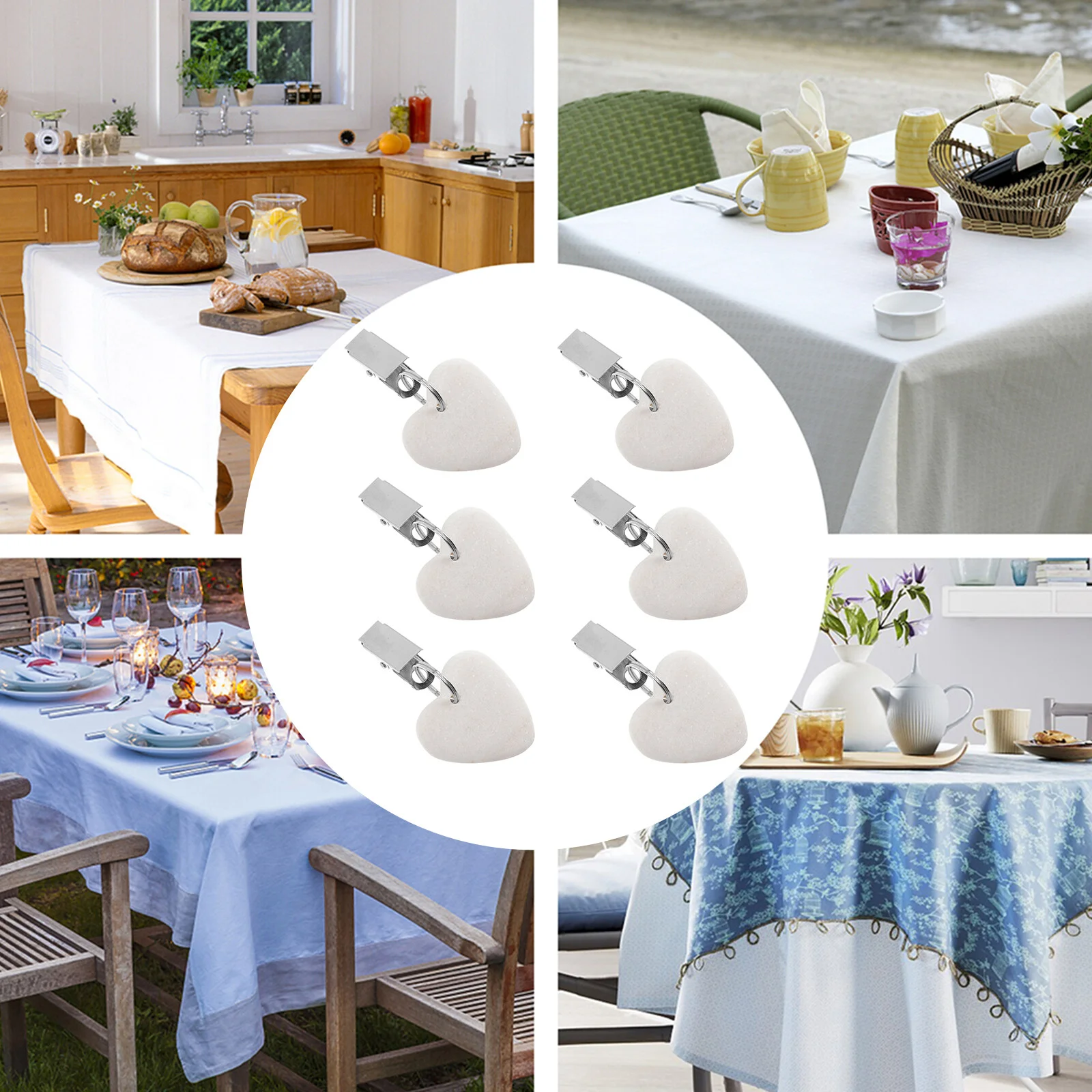

6pcs Table Cloth Weights Table Cloth Pendant Stones Table Stainless Clips