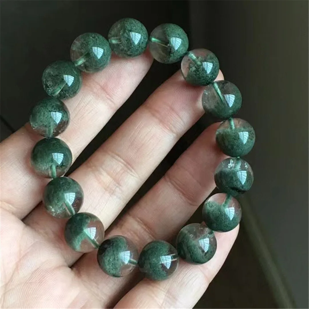 

Браслет из натурального зеленого кварца с бусинами, 12 мм