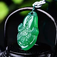 natural green chalcedony hand carved cabbage jade pendant fashion boutique jewelry mens and womens agate necklace gift