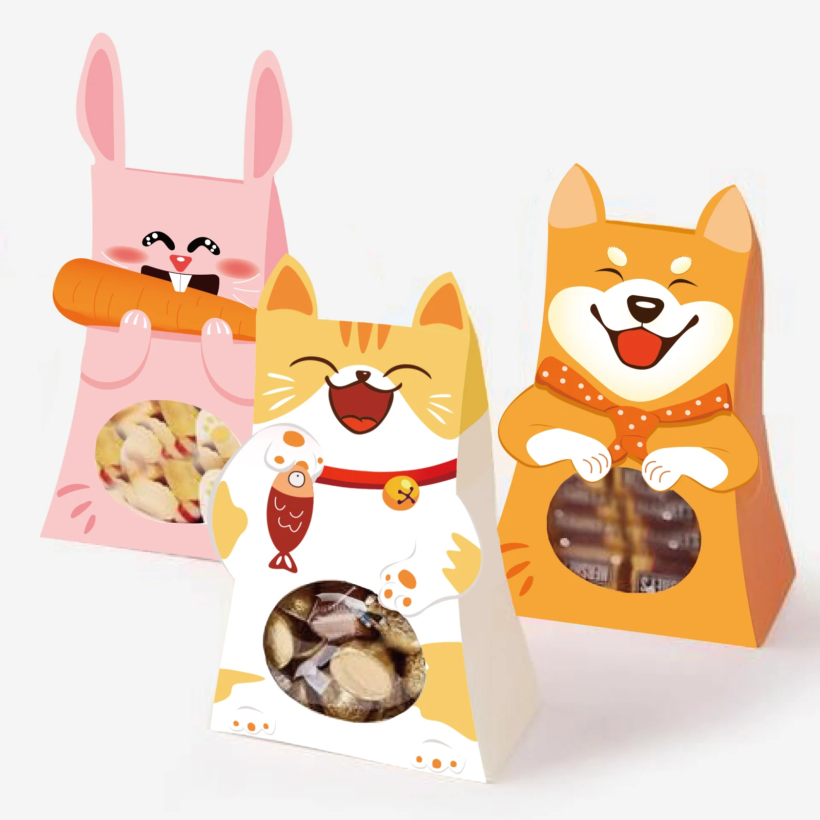 

KZ001 12Pcs Cartoon Animals Home Pet Cat Dog Theme Kraft Paper Bag Candy Cookies Packing Gift Bag Birthday Party Decorations