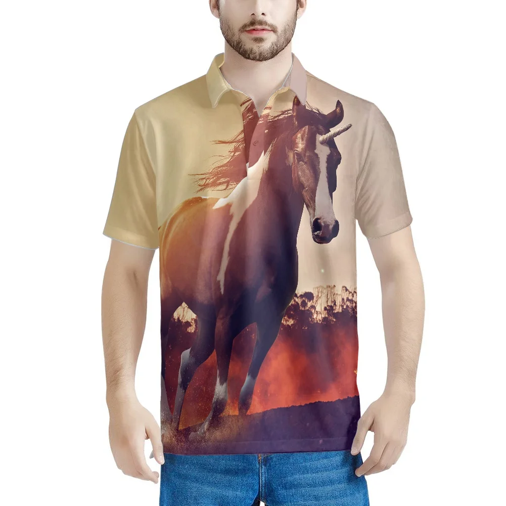 

Мужская летняя рубашка-поло с коротким рукавом и лацканами