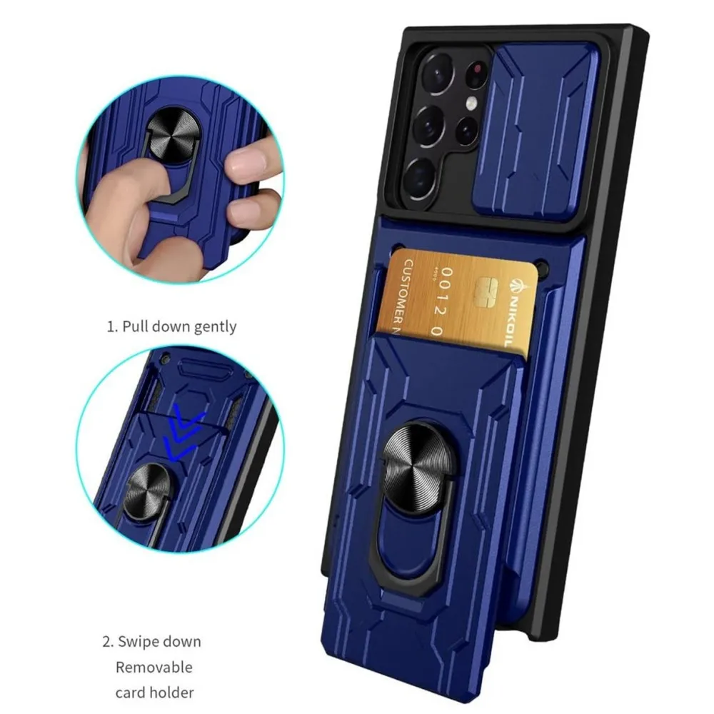 

For Samsung S23 Ultra Shockproof Case For Samsung Galaxy S23 Ultra S22 S21 S20 FE Plus Card Slot Camera Protection Cover S23+