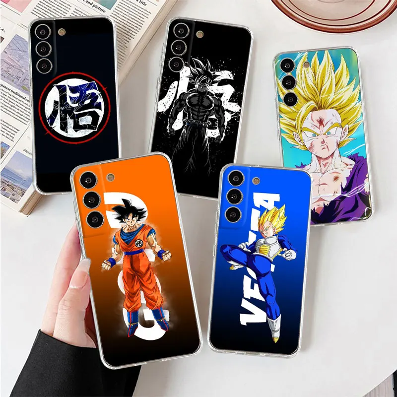 

Case For Samsung Galaxy S23 Ultra S22 Plus S21FE S20 S10 Lite S10e Transparent Phone Cover Clear Funda GOKU Vegeta D-DBZ Bumper