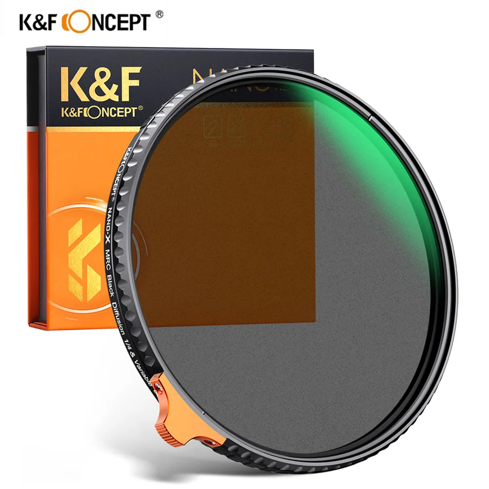 

K&F CONCEPT 2in1 ND2-32+1/4 Black Mist Diffusion Lens Filter Variable Neutral Density Shoot Video 49mm 52mm 58mm 67mm 77mm 82mm