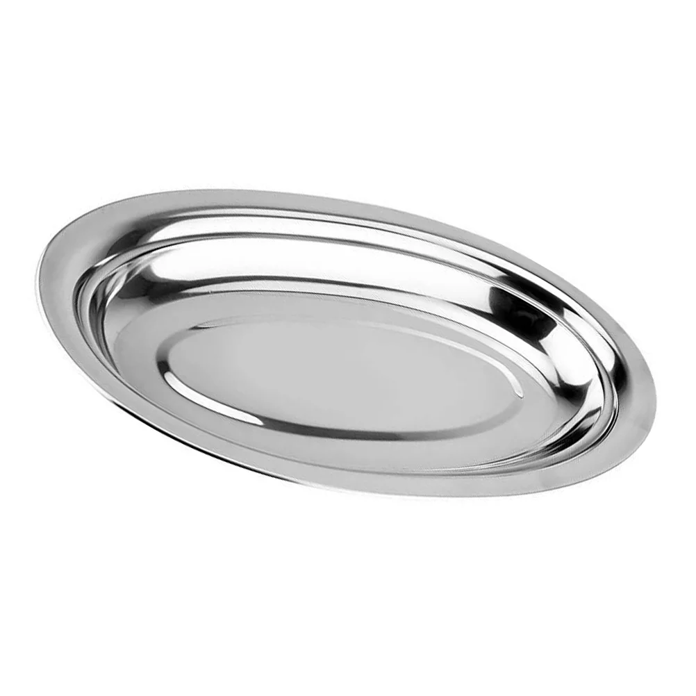 

Plate Serving Tray Platter Plates Oval Steel Stainlessdish Dessertsnack Dinner Appetizer Fruit Sushi Steaming Metal Salad
