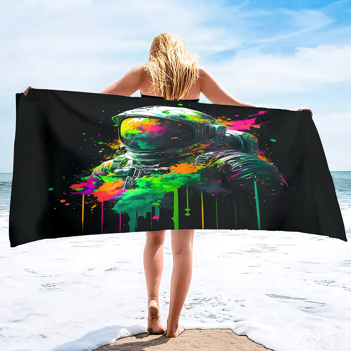 

Surfing Astronaut Quick Dry Beach Bath Towel Swimming Pool Travel Gift,Lightweight Microfiber Sand Free Bath Towel for Adults