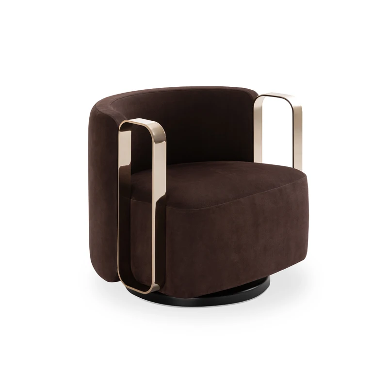 

Italian Metal Flannel Single Lounge Chair, High-End Lazy Sofa, Light Luxury Design for Living Room and Villa