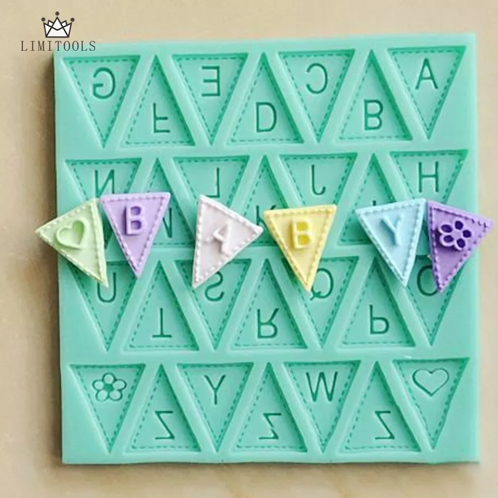 

2023NEW Color cooking tools Flag Shape 26 English Letters Silicone Mold Chocolate Fondant Cake Decorating Tools