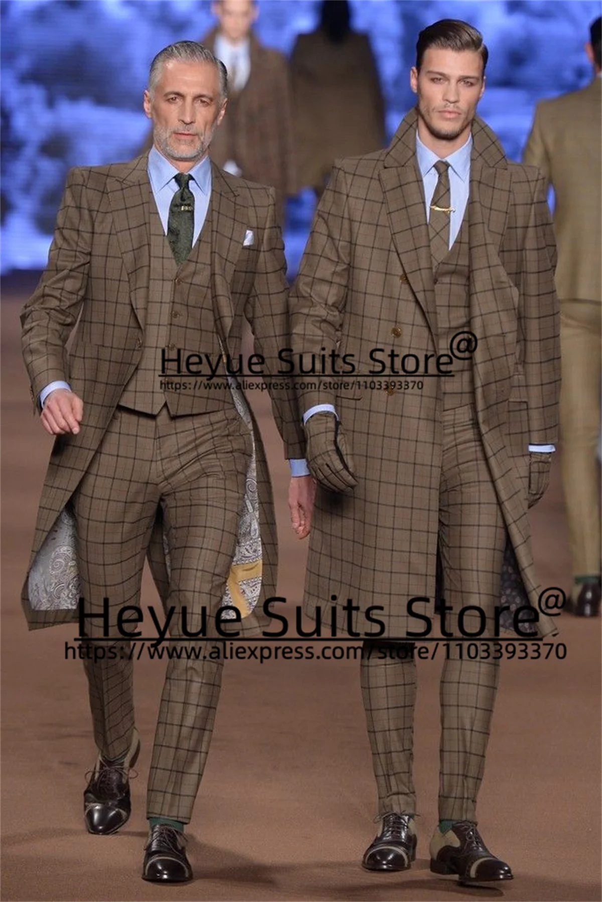 Деловые итальянские Длинные Стильные клетчатые мужские костюмы облегающие