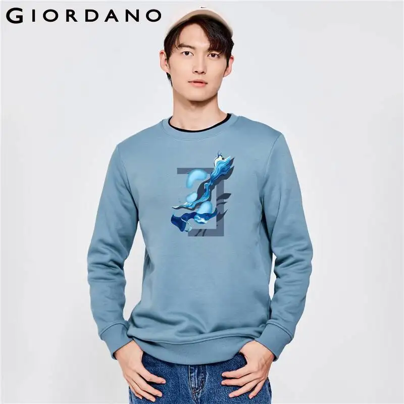 

GIORDANO мужские абстрактные флисовые Свободные повседневные свитшоты 91093265