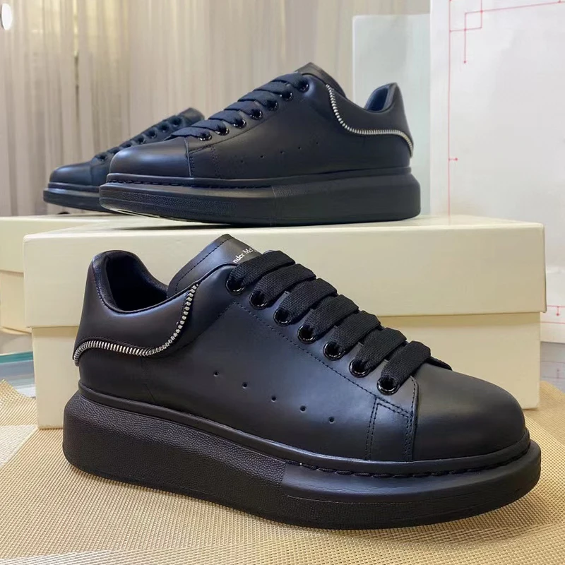 New Designer Couple Casual Shoes Original Black Leather Luxury Platform Shoes Running Heightened Oversized women'sSneaker