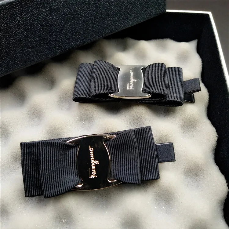 

High Quality Custom Black Bow Hairpin Simple Solid Color Fabric Edge Clip Bangs Clip Hair Accessories Top Clip Hairpin Female