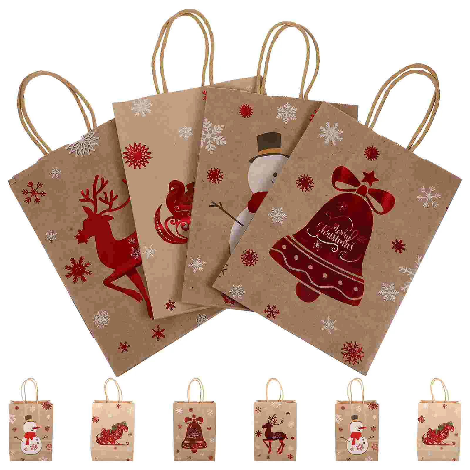 

10pcs Paper Made Gift Bags Portable Christmas Gift Pouches Xmas Party Favor Tote Bags Gift Wrapping Bags
