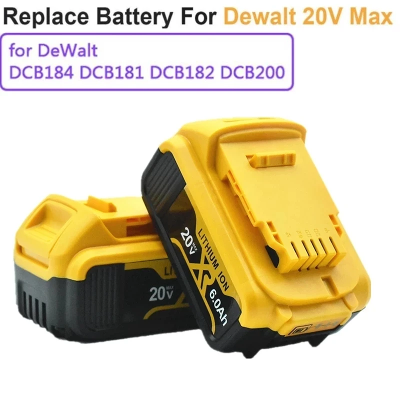 

Аккумулятор литиевый 6000 мА ч, 20 в, для DeWalt 18 в, DCB184, DCB200, DCB182, DCB180, DCB181, DCB182, DCB201, DCB206, L50