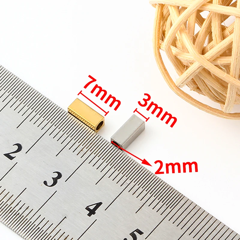 Stainless Steel Square Cube Bead Hole Spacer Loose Beads For Jewelry Making Supplies Accessories DIY Necklace Bracelet Findings