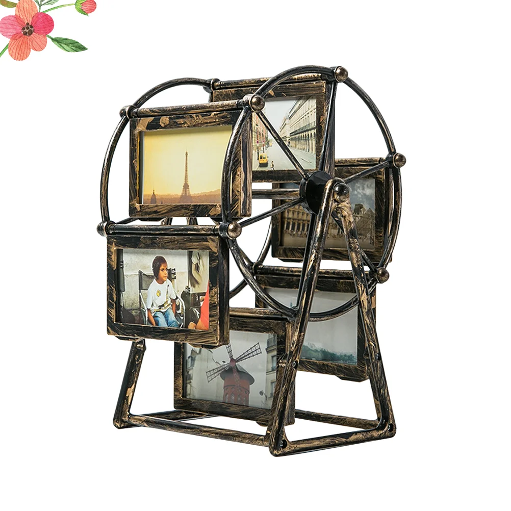 

4 Inch Rotating Ferris Wheel Picture Frame Photo Album Self Assembly Wedding Family Photograph Frame Desktop Decoration