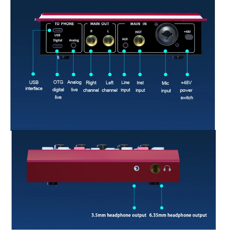 

Calais usb professional audio interface sound card sing music live recording guitar band