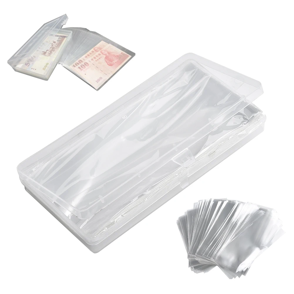 

100pcs Paper Money Album Commemorative Currency Clear Protectors Sheets Banknote Case Storage Bag Collection Box Holde