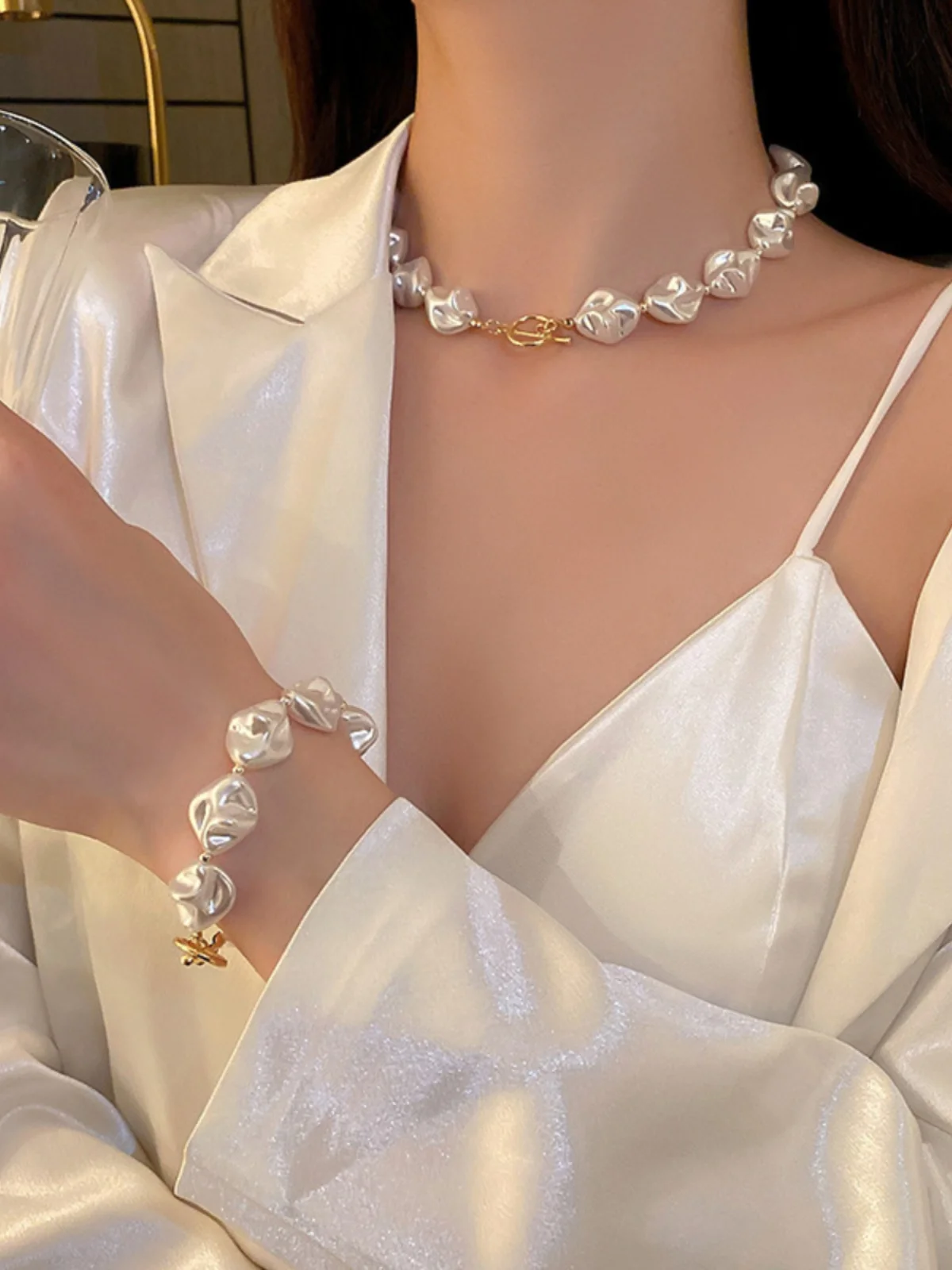 [Оригинал] ожерелье из нерегулярного искусственного жемчуга в стиле барокко с