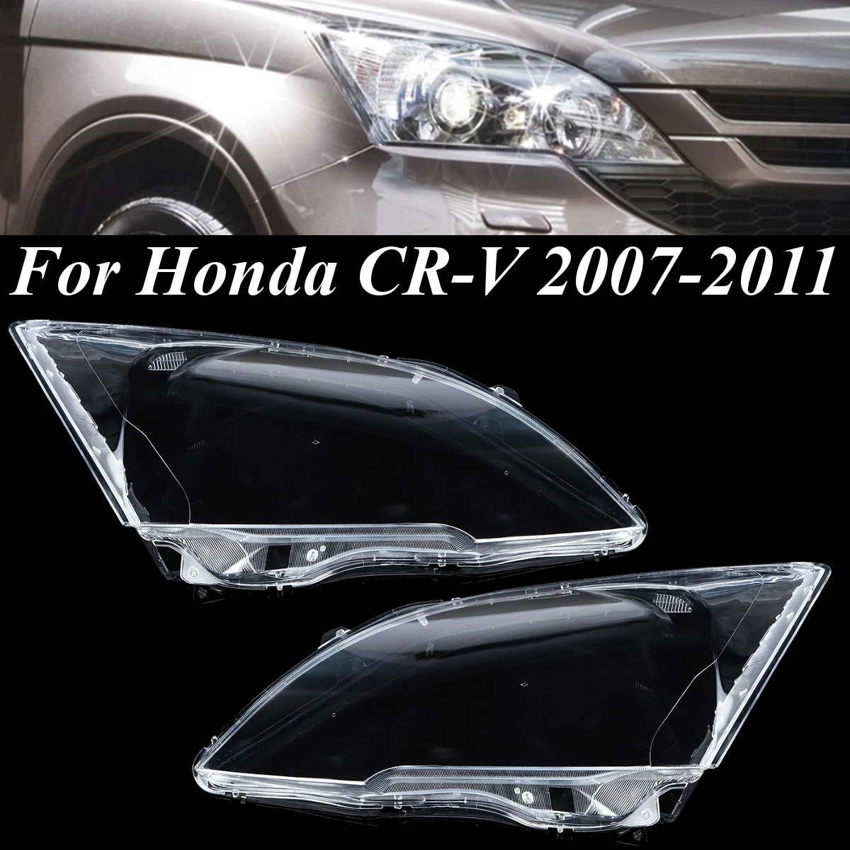 

1Pair Front Headlight glass transparent lampshade PC lampshade Anti cracking lens shell for Honda CRV 2007 2008 2009 2010 2011