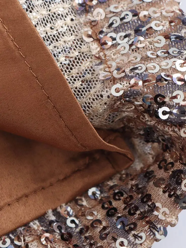 Осенняя женская короткая юбка TRAF 2024 мини-юбка с блестками и украшением стильная