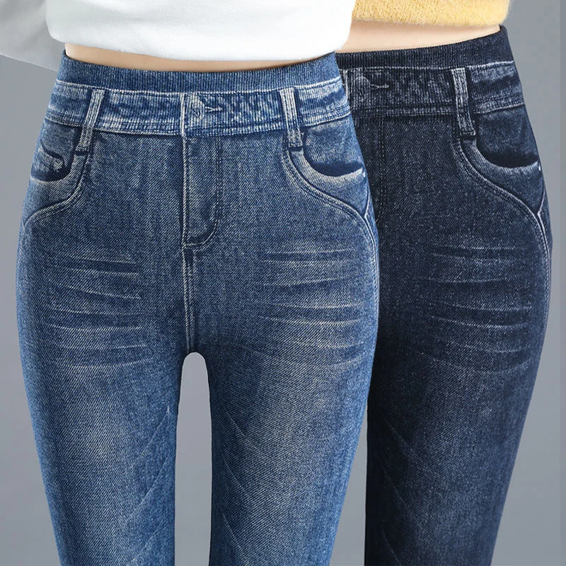 

Autumn Winter Women High Waist Print Fake Denim Leggings Pants Ladies Streetwear Trousers Female Sexy Skinny Pant
