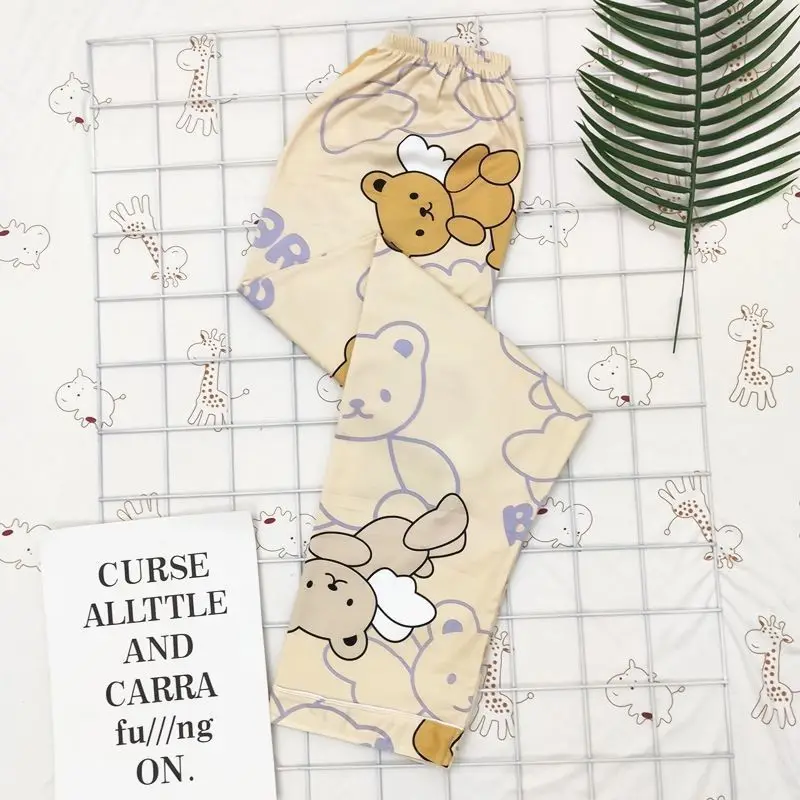 New Spring Summer Printed Pajama Pants Women Thin Soft Cartoon Korean Style Loose Sweat Trousers Femme Bottoms Pyjamas Home Wear