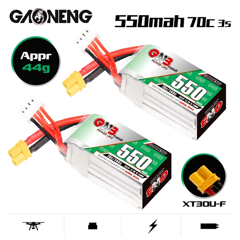 

2PCS GNB 11.1V 550mAh 70C/140C Lipo Battery For Torrent 110 FPV Racing Drone RC Quadcopter Parts 3S 11.1V Battery With XT30