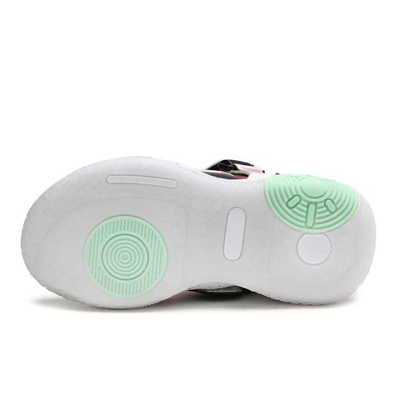 High Top Basketball Shoes For Kids Boys Girls Breathable Mesh Hook&Loop Anti-slip Wearable MD Sole Sport Sneakers Training Shoes