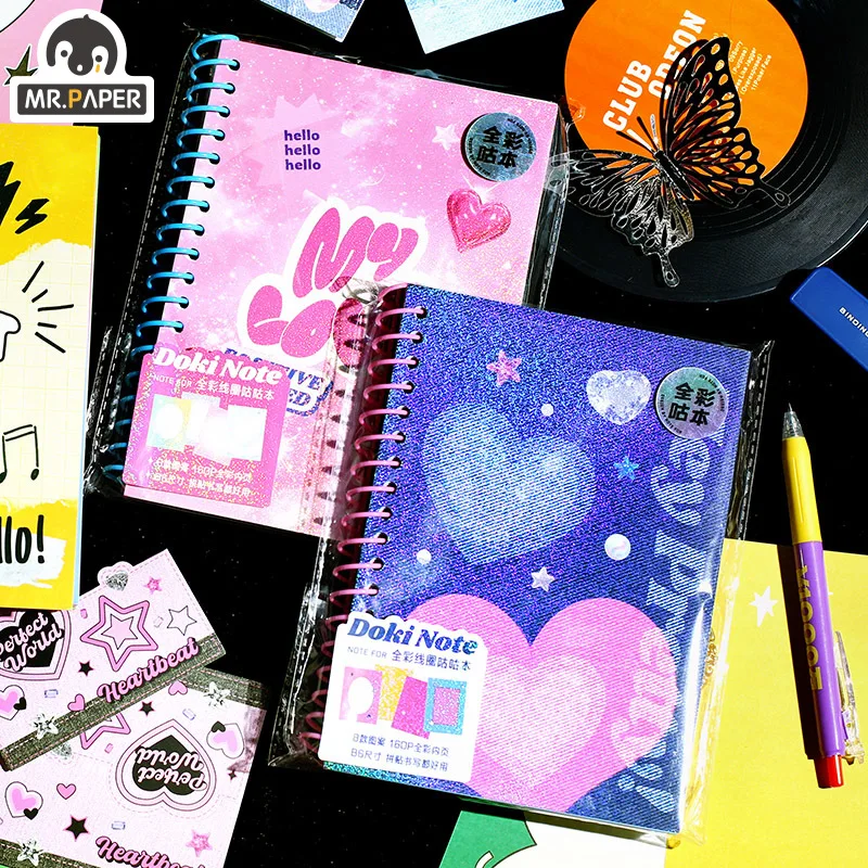 

Mr. Paper 4 Style Colorful Coil Notebooks Rich Patterns Korean High Appearance Student Handbook Notebook Kawaii Stationery