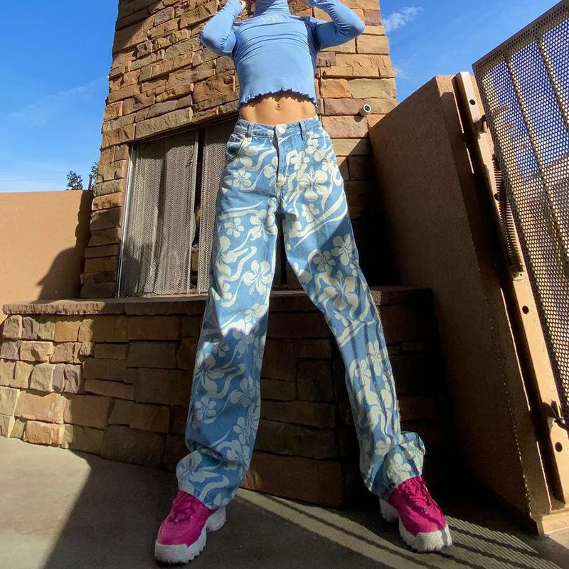 

2021 New Fashion Personalized Washed Jeans Low Waist Loose Jeans