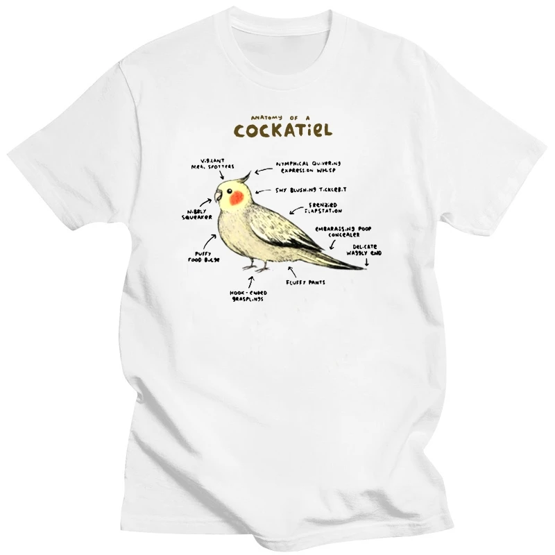 

Женская футболка с принтом анатомии кокатила, Повседневная футболка унисекс с круглым вырезом и коротким рукавом, 2019