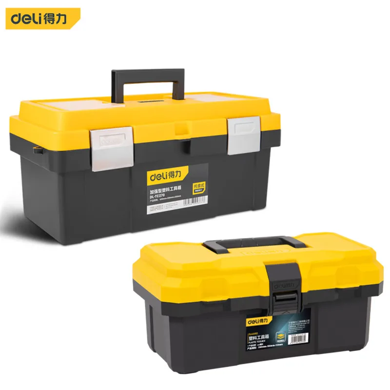 

Deli Multiple Styles Household Multifunction Tool Box Double Layer Compartment Storage Organizer Toolbox for Hardware Tools Case