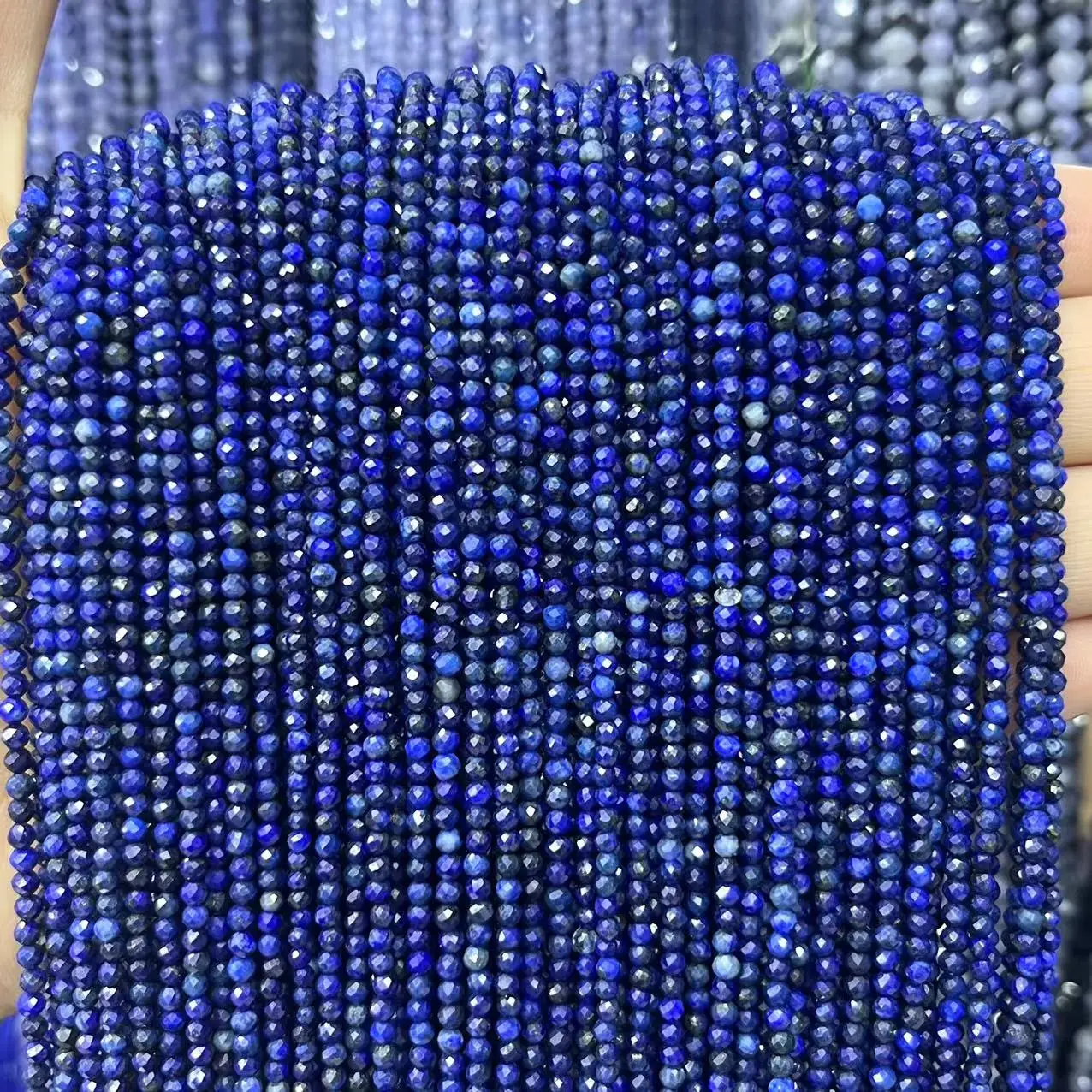 

2 3 4mm Lapis Natural Stone Faceted Loosely Spaced Round Beads For Charm Necklace Bracelet DIY 15 Inch Factory Wholesale