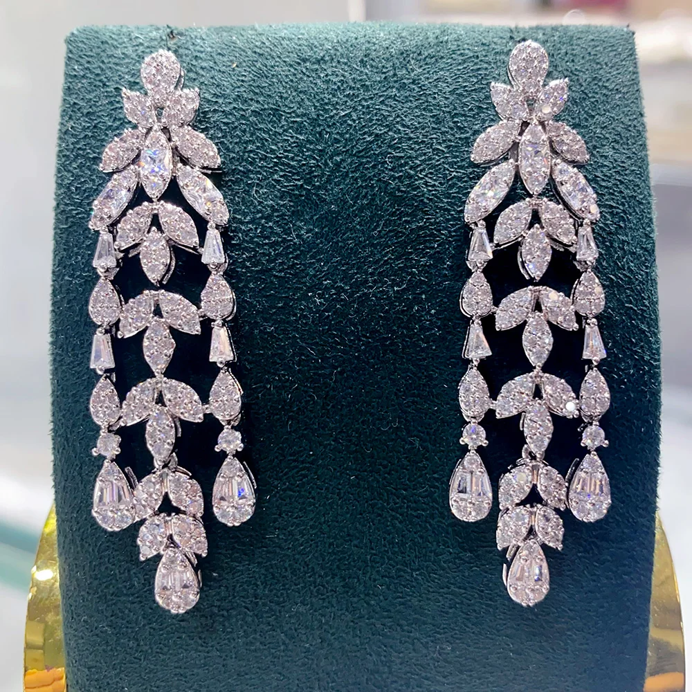 Женские серьги-фейерверки с фианитом свадебные серьги