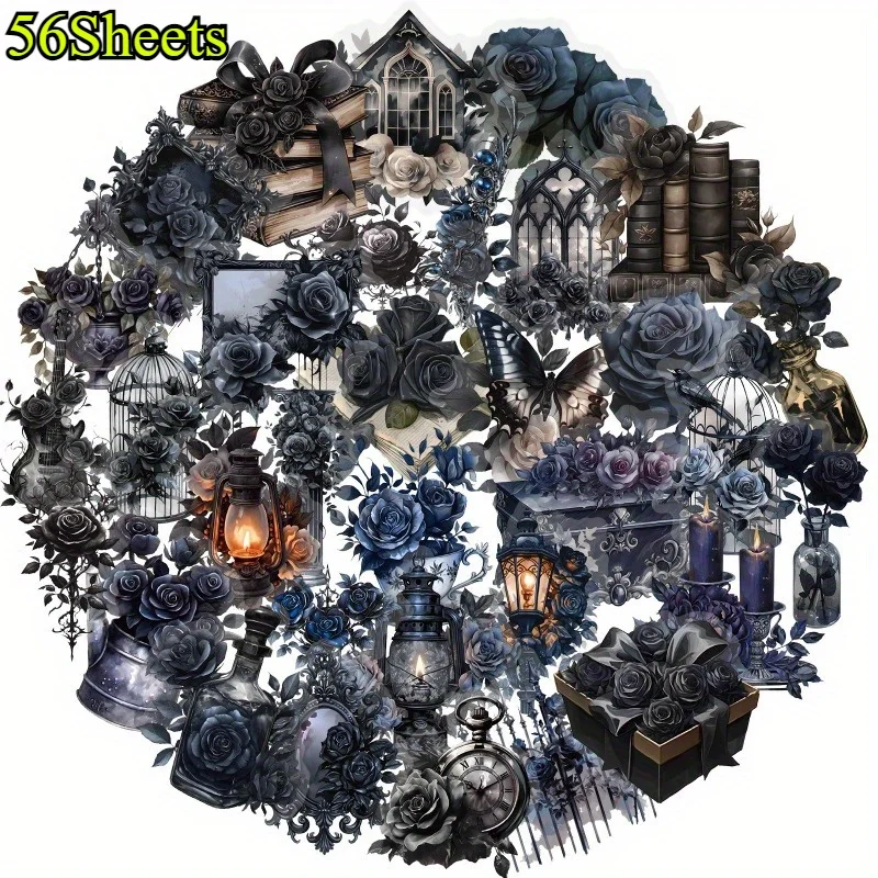 

Набор наклеек с темной розой 56 листов